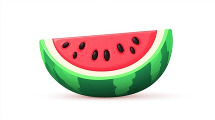 Wall Mural - Sliced Fresh Watermelon with Bright Red Flesh and Green Rind on White Background