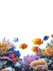 Poster - Vibrant coral reef teeming with tropical fish swimming gracefully among colorful corals. Generative AI