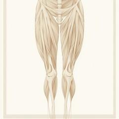 Poster - Detailed anatomical illustration showcasing human muscular system with focus on leg muscle fibers and structure clarity. Generative AI