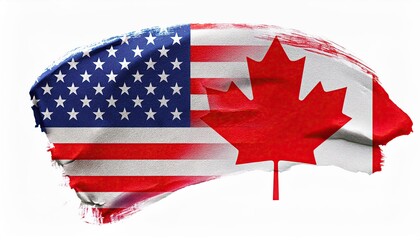 Poster - United States and Canada Flags United in Harmony