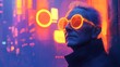 © Nikita - Cyberpunk-style retrowave people with neon aesthetics, glowing futuristic skyline, and abstract digital dreamscape, infused with nostalgic 80s vibes, fantasy book illustration style