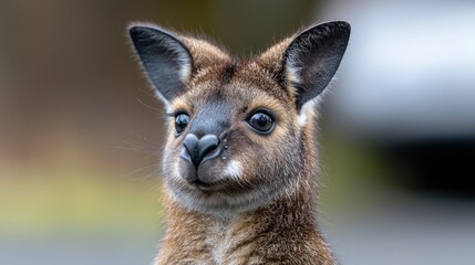 Wall Mural - Agile Wallaby Portrait, Bush Background, Wildlife Photo