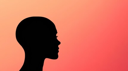 Poster - Silhouette of a person with bald patches against a colorful gradient background during sunset hour. Generative AI