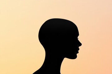 Fototapete - Silhouette of a person with bald patches against a warm gradient background during sunset. Generative AI