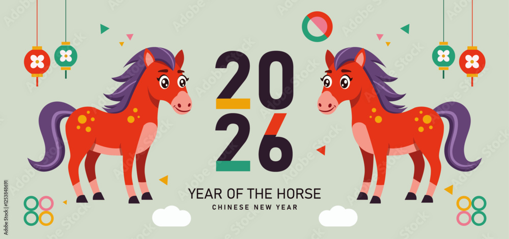 Horse is a symbol of the 2026 Chinese New Year. Lunar new year of horse ...