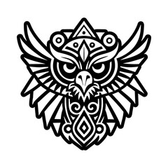 Wall Mural - Eagle warrior tattoo icon in glyph style