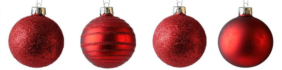 Sticker - Three red glass baubles hung from a string, ready for decoration