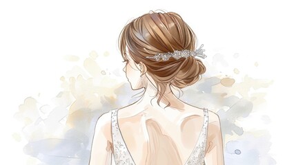 Wall Mural - A beautiful bride in her wedding dress