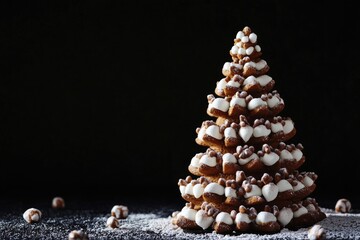 Canvas Print - A creative holiday decoration made from doughnuts on a festive table setting