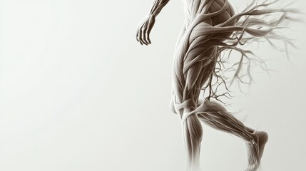 Poster - Detailed anatomical illustration of the muscular system highlighting muscle fibers and structures of the human body. Generative AI