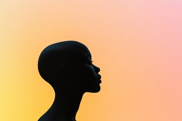 Fototapete - Silhouette of a person showcasing bald patches against a gradient background during twilight hours. Generative AI