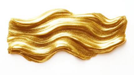 A gold wave shaped object on a white surface