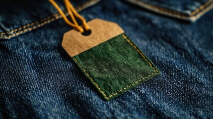 Canvas Print - A single leather tag attached to a pair of distressed jeans, great for fashion and lifestyle photography