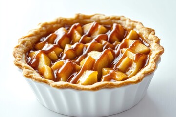 Wall Mural - A close-up shot of a freshly baked apple pie with sliced apples visible