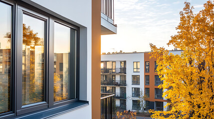 Wall Mural - Studio apartment window architecture cityscape.