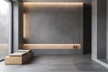 Aufkleber - Modern interior with light and shadow on the wall.
