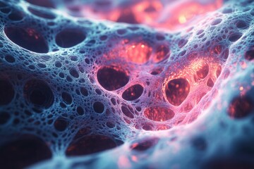 Wall Mural - abstract 3d render of a complex network with interconnected nodes and glowing accents, resembling a 