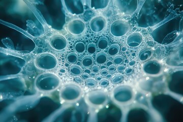 Wall Mural - intricate network of interconnected bubbles, resembling a cellular structure or abstract art.