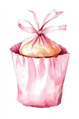 Wall Mural - Charming Watercolor Pink Pastry Tool. Perfect for Bakery Creations and Culinary Illustrations