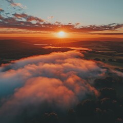 Wall Mural - Aerial View Of Ozarks with Fog created with Generative AI Technology, ai, generative