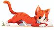 © samuel_miles - Playful orange cat stretching in a sunny outdoor setting in a cartoon style illustration