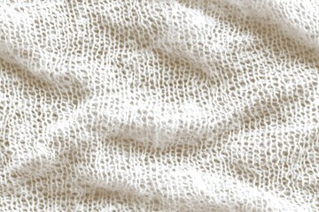 Leinwandbilder - Close-up view of textured beige fabric revealing intricate knitting patterns and gentle flow : Generative AI