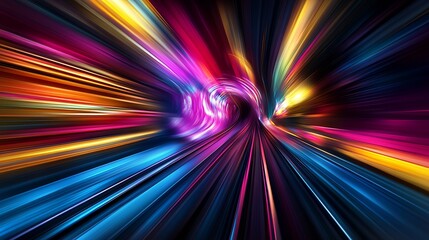 Fototapete - Vibrant Colorful Light Trails Creating a Dynamic Abstract Digital Background : Generative AI