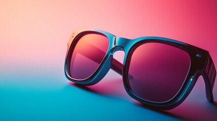 Wall Mural - Stylish pink sunglasses on a bold blue and pink background