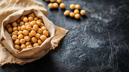 Wall Mural - Rustic sack of chickpeas on a textured surface