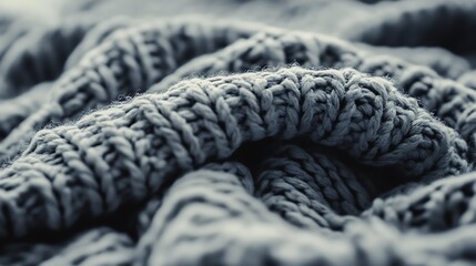 Leinwandbilder - Close-Up Detail of Cozy Knitted Blanket in Shades of Blue and Soft Textures : Generative AI