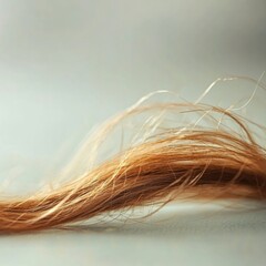 Poster - Macro shot of a broken strand of hair under soft light revealing texture and damage details. Generative AI
