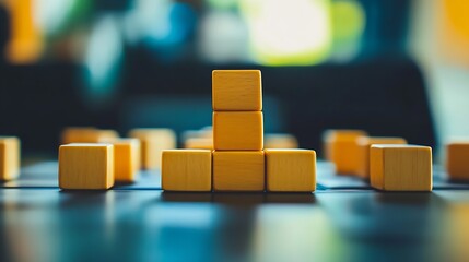 Leinwandbilder - Colorful wooden building blocks arranged playfully on a tabletop showcasing creativity and imagination : Generative AI