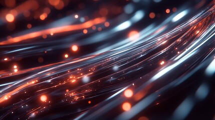 Leinwandbilder - Dynamic Abstract Background with Flowing Light Trails and Glowing Particles in Vivid Colors : Generative AI