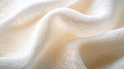 Poster - Intricate folds of white fabric showcasing a soft and airy appearance in close detail : Generative AI