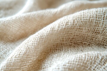 Leinwandbilder - Detailed view of a soft beige fabric highlighting its unique weave and gentle folds : Generative AI
