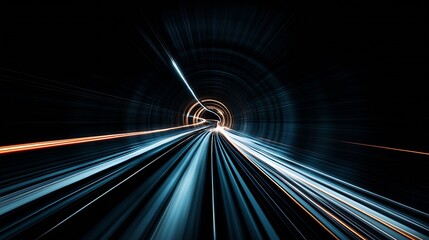 Poster - High-Speed Movement Through a Dark Tunnel Capturing Blurs and Streaks of Light : Generative AI