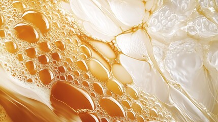 Leinwandbilder - Abstract image of liquid bubbles combining with a soft creamy texture : Generative AI