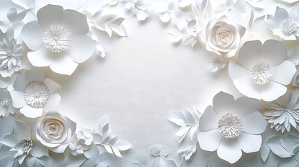 Poster - Elegant White Paper Flowers in a Beautiful Arrangement on a Soft Background for Creative Design : Generative AI