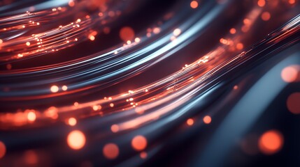 Poster - Stunning Close Up of Luminescent Waves with Bright Particles on a Dark Background : Generative AI