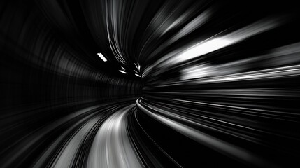 Leinwandbilder - Dynamic and Whirlwind Tunnel Motion Captured in Stunning Black and White Abstract Art : Generative AI