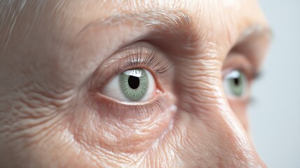 Poster - Intricate close up of an elder's eye revealing the beauty of aging with captivating green hues : Generative AI