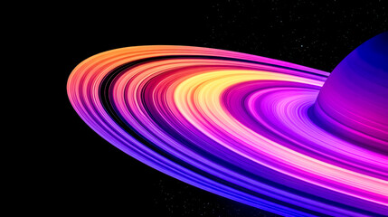 Wall Mural - colorful gas giant planet with rings orbiting in space