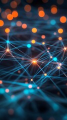 Leinwandbilder - Dynamic and vibrant network of glowing blue and orange connections creating a captivating visual experience : Generative AI
