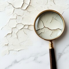 Fototapete - Magnifying glass revealing the detail of dry flaky skin under close examination. Generative AI