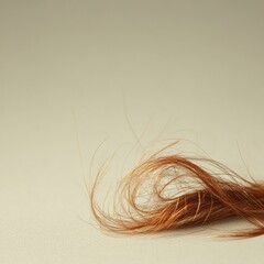 Poster - Macro shot capturing the details of a broken strand of hair on a neutral surface in soft lighting. Generative AI