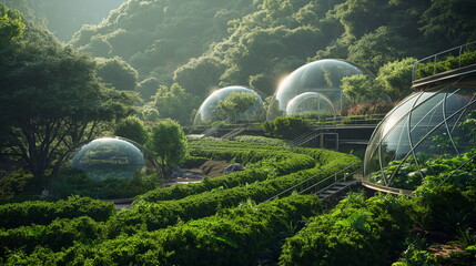 Wall Mural - an ultra-modern tea farm with autonomous drones th_003