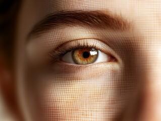 Poster - Detailed close up of a human eye revealing striking colors and a mesmerizing nature of the iris : Generative AI