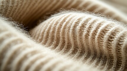 Leinwandbilder - High resolution close up of textured beige knit fabric highlighting its intricate pattern and softness : Generative AI