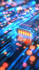 Poster - Dynamic representation of digital connectivity showcasing high-speed data with vibrant glowing textures : Generative AI