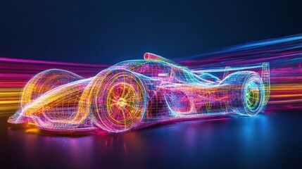 Wall Mural - Neon Speed: A Futuristic Race Car Design